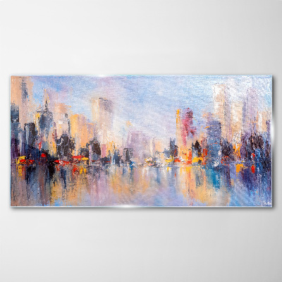 Obraz na skle Malba abstrakce město