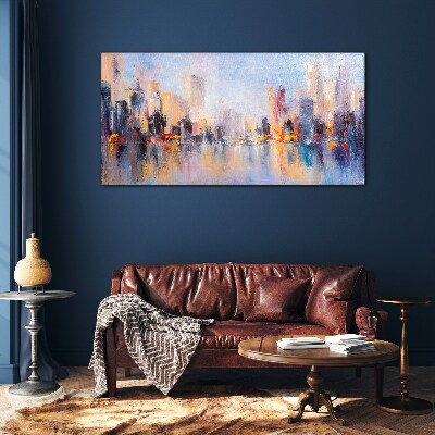 Obraz na skle Malba abstrakce město