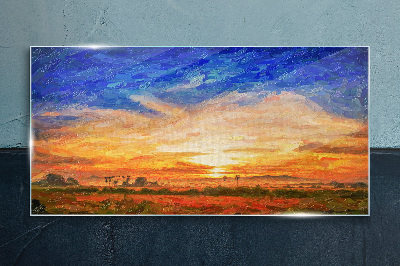 Obraz na skle Západ slunce malba