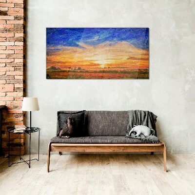 Obraz na skle Západ slunce malba