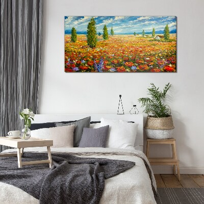 Obraz na skle Malování květin Pole