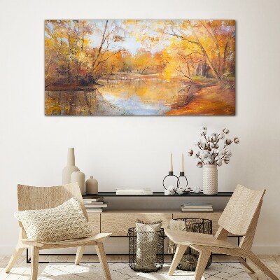 Obraz na skle Lesní řeka příroda podzim