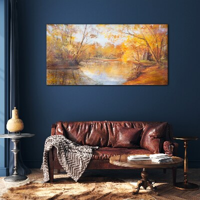 Obraz na skle Lesní řeka příroda podzim