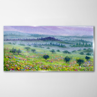 Obraz na skle Malování stromy krajina