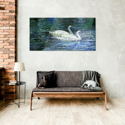 Obraz na skle Jezero ptáků labutě vody