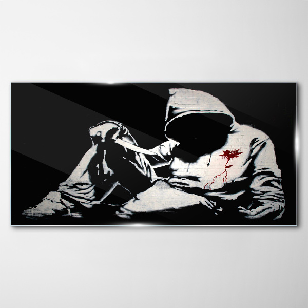 Obraz na skle Muž s nožem Banksy