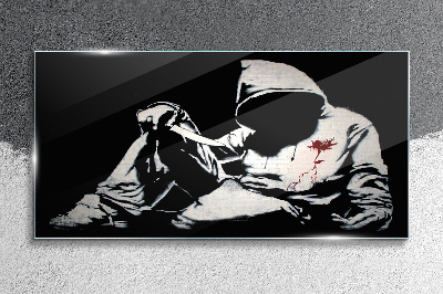 Obraz na skle Muž s nožem Banksy