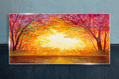 Obraz na skle Vodní podzimní západ slunce