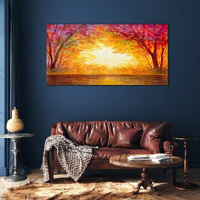 Obraz na skle Vodní podzimní západ slunce