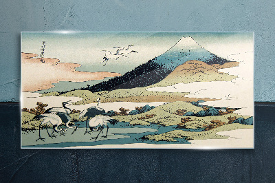 Obraz na skle Horské zvířecí ptáci Japonci