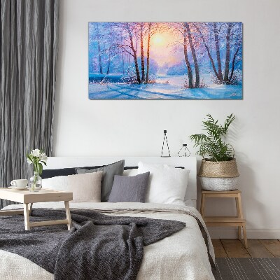 Obraz na skle Zimní les slunce příroda