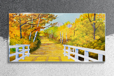 Obraz na skle Bridge Forest podzim