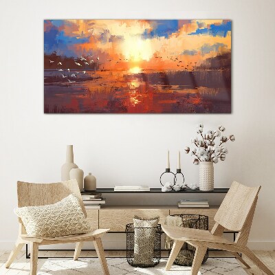 Obraz na skle Jezero Mraky Sunset