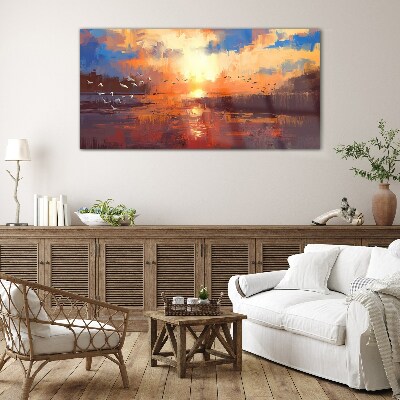Obraz na skle Jezero Mraky Sunset