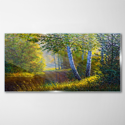 Obraz na skle Lesní květiny řeka příroda