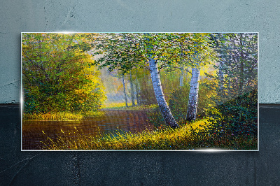 Obraz na skle Zlaté světlo na břehu řeky