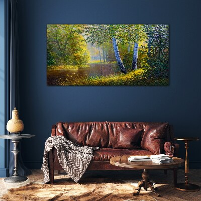 Obraz na skle Lesní květiny řeka příroda