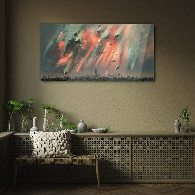 Obraz na skle Meteora Město noční obloha