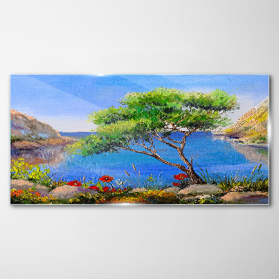 Obraz na skle Květiny strom moře příroda