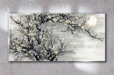 Obraz na skle Větve stromů květiny slunce