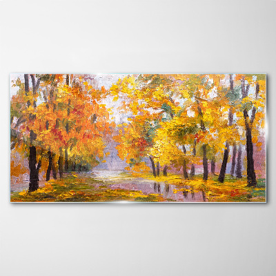 Obraz na skle Abstrakce lesní listy podzim