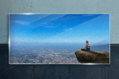 Obraz na skle Meditace na vrcholu hory