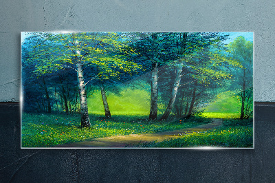 Obraz na skle Lesní cesta květiny