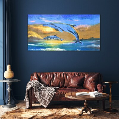 Obraz na skle Abstrakce Dolphins Sun