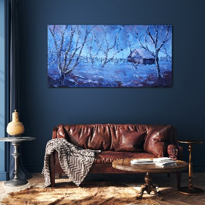Obraz na skle Abstrakce zimní sníh stromy