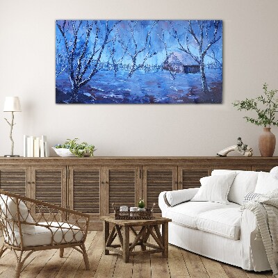 Obraz na skle Abstrakce zimní sníh stromy