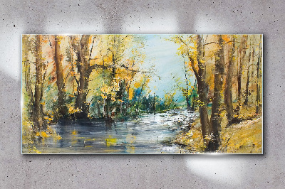 Obraz na skle Podzimní scenérie u řeky