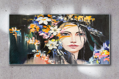 Obraz na skle Abstrakce žena květiny