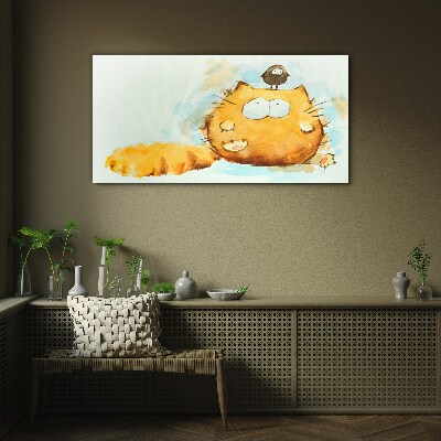 Obraz na skle Abstrakce zvířata pták kočka