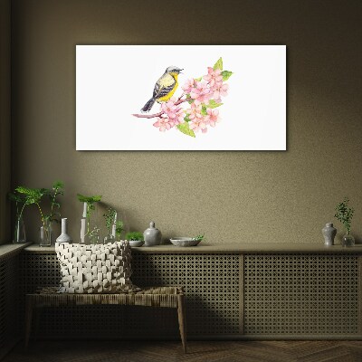 Obraz na skle Abstrakce ptáků květiny