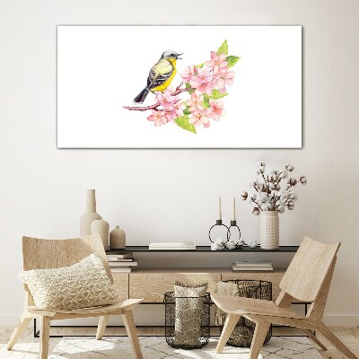 Obraz na skle Abstrakce ptáků květiny
