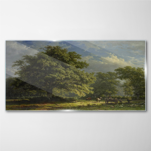 Obraz na skle Moderní lesní obloha koně