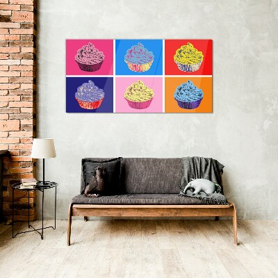 Obraz na skle Barevné pop art muffiny