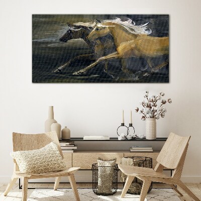 Obraz na skle Abstrakce zvířat Koně