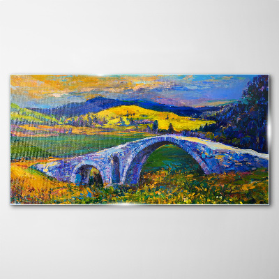 Obraz na skle Abstrakce krajinářský most