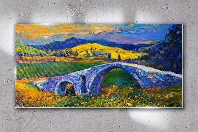 Obraz na skle Abstrakce krajinářský most