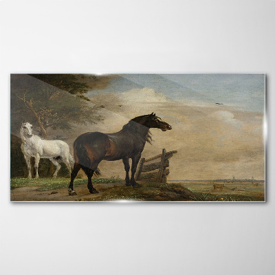 Obraz na skle Krajina mraky nebe koně