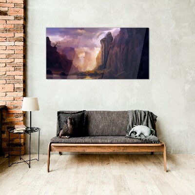 Obraz na skle Abstrakce hory mraky