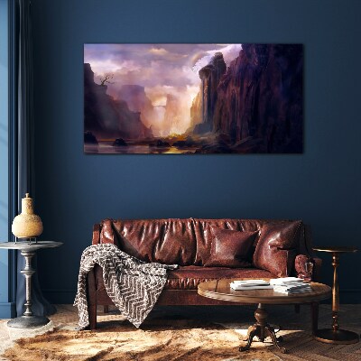 Obraz na skle Abstrakce hory mraky