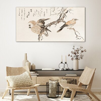 Obraz na skle Asie větve zvířat ptáků