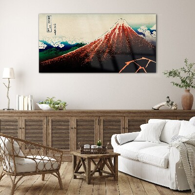 Obraz na skle Sopka Fuji v barvách Japonska