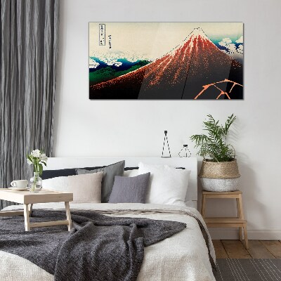 Obraz na skle Sopka Fuji v barvách Japonska