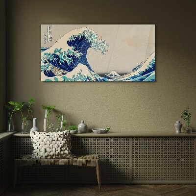 Obraz na skle Mořské bouře čluny vlny