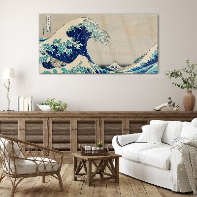 Obraz na skle Mořské bouře čluny vlny