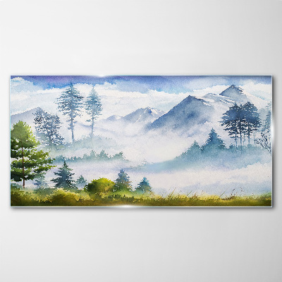 Obraz na skle Krajina hory stromů