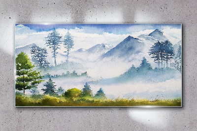 Obraz na skle Krajina hory stromů